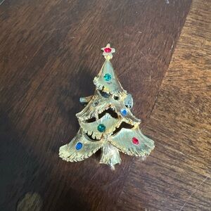 VTG FABULOUS J J JONETTE "FRUIT-SALAD" RS HOLIDAY CHRISTMAS TREE BROOCH PIN